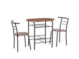 Conjunto 3 Peças Marrom/preto Mesa 2 Cadeiras Design Compacto Para Cozinha E Bar