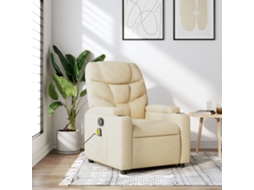 Vidaxl Poltrona De Massagem Reclinável Em Tecido Creme