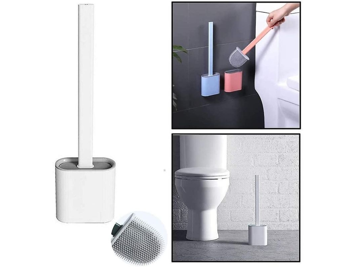 Escova de vaso sanitário Nova Line de silicone com suporte de secagem rápida, parede, branco 2025 S/MARCA