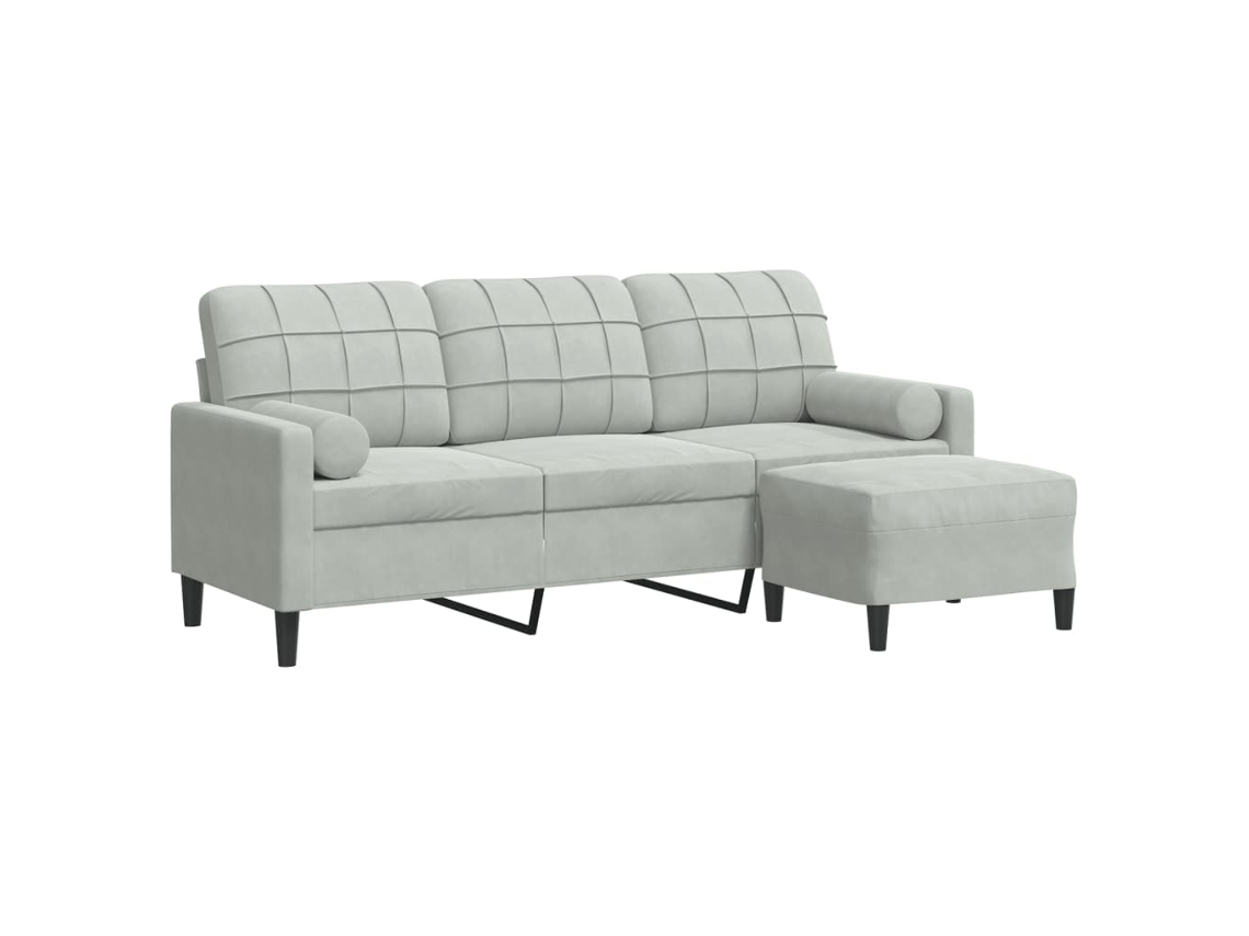 3-seater Sofa, 3-seater Sofas Vidaxl Cinzeto Veludo (n/a)