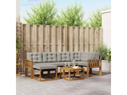 Vidaxl Conjunto De Sofás Para Exterior 7 Unid. Cinza Natural E Claro