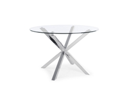 Mesa Redonda em Vidro Temperado Aurora 120Cm. Sala de Jantar Ou Cozinha Cinza SALDOSYSTOCKS