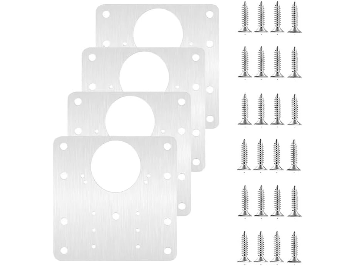 Conjunto De 4 Peças Placas Reparo Dobradiças Para Portas Armários Cozinha, Com Parafusos E Suportes De Fixação Plana