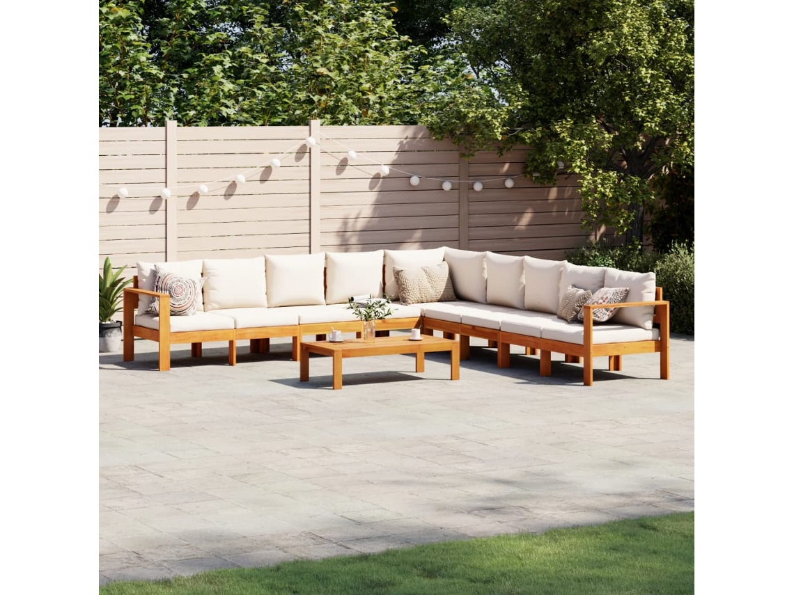 6 Pcs Conjunto De Sofá De Jardim Com Almofadas Acácia Maciça Dkd Home Decor