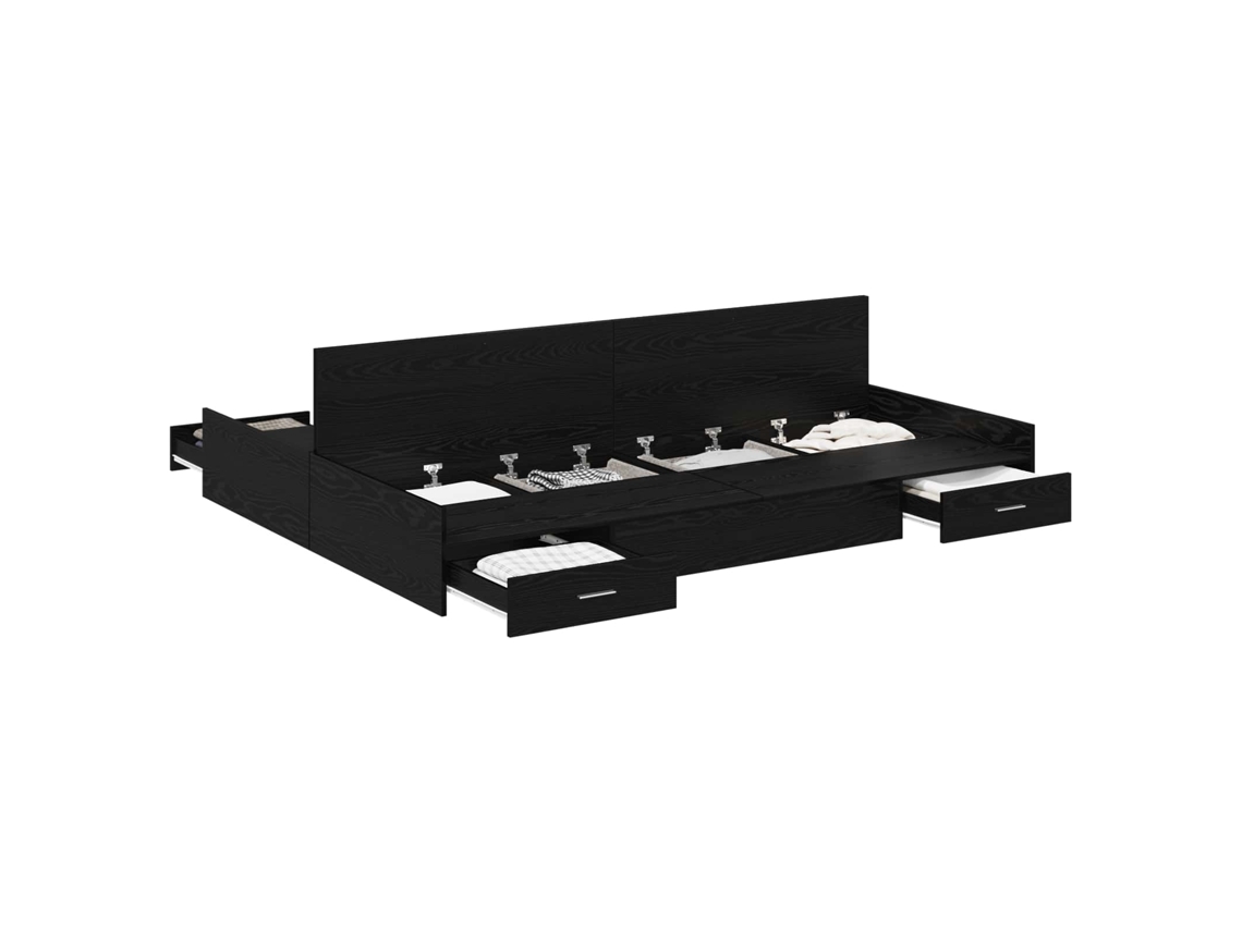 Estrado de Cama com Arrumação Carvalho Preto 140x190 cm MAISON EXCLUSIVE