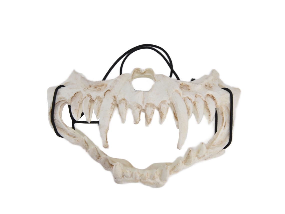 Máscara de caveira em látex com dentes de tigre, resistente, à prova de água e ajustável para festas e teatro LAXISCREED