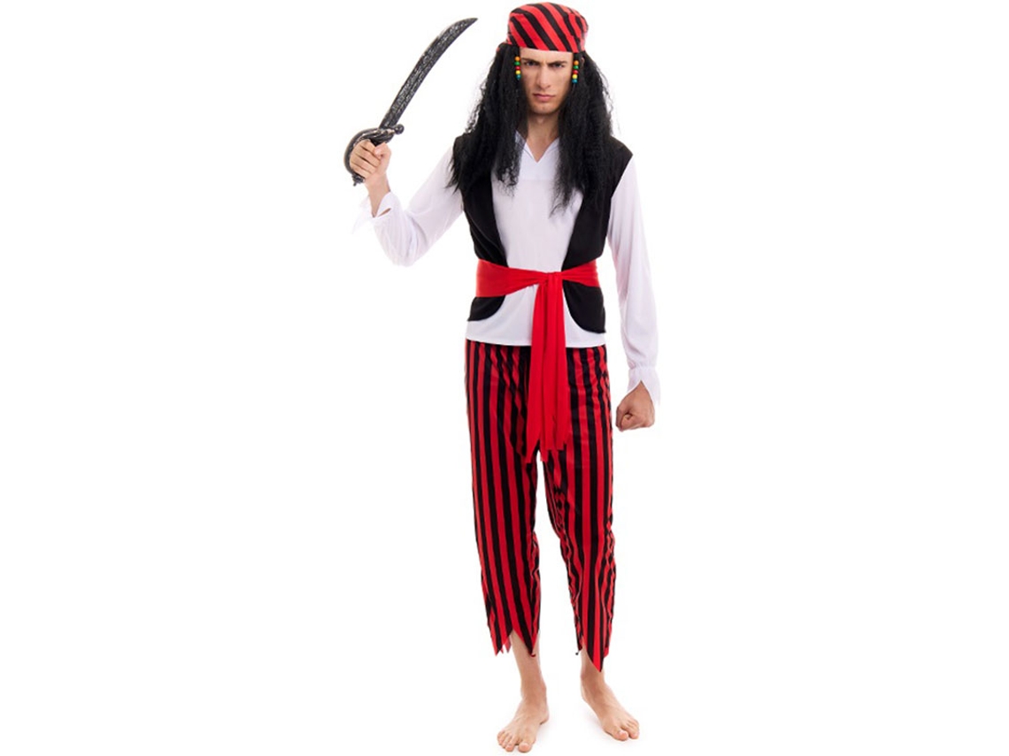 Fantasia de pirata listrada masculina