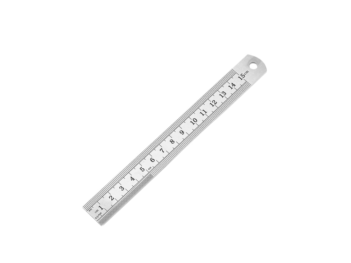 Régua Reta De Aço Inoxidável Dupla Face Com Escala Métrica Em Vários Tamanhos 150mm