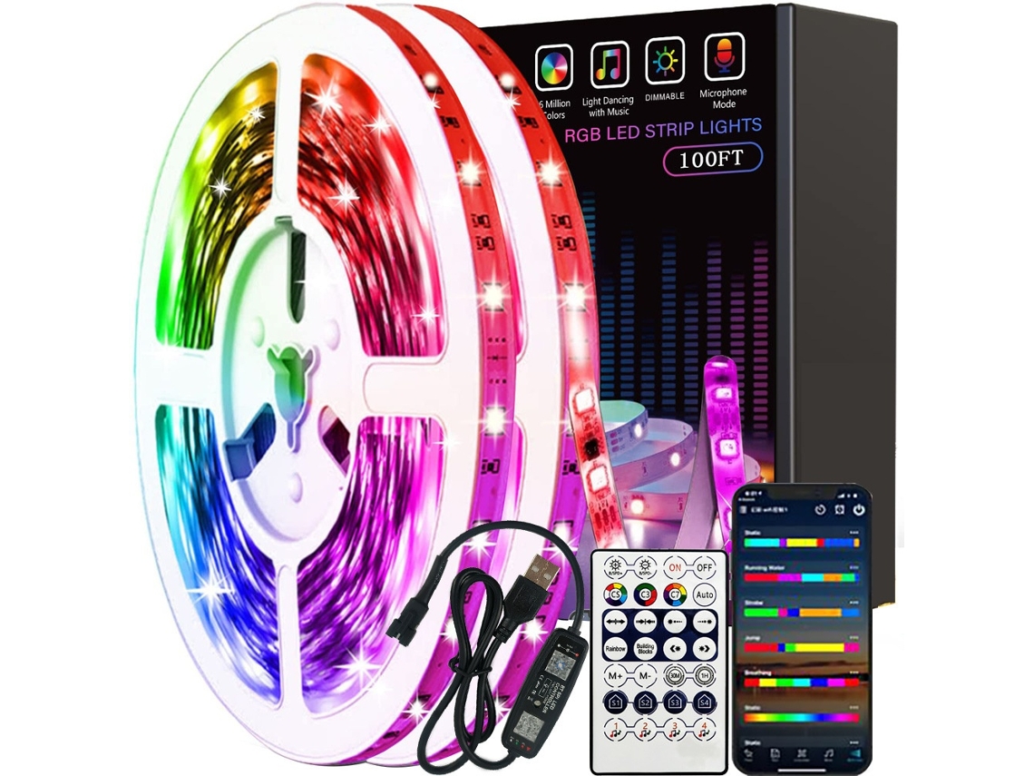 Cordão Led 20 M Bluetooth Com Comando Para Festas - Lurelia