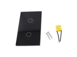 Interruptor Inteligente de Toque Wifi 2 Gang Controle Remoto por Celular e Voz Preto Tuya | S/MARCA