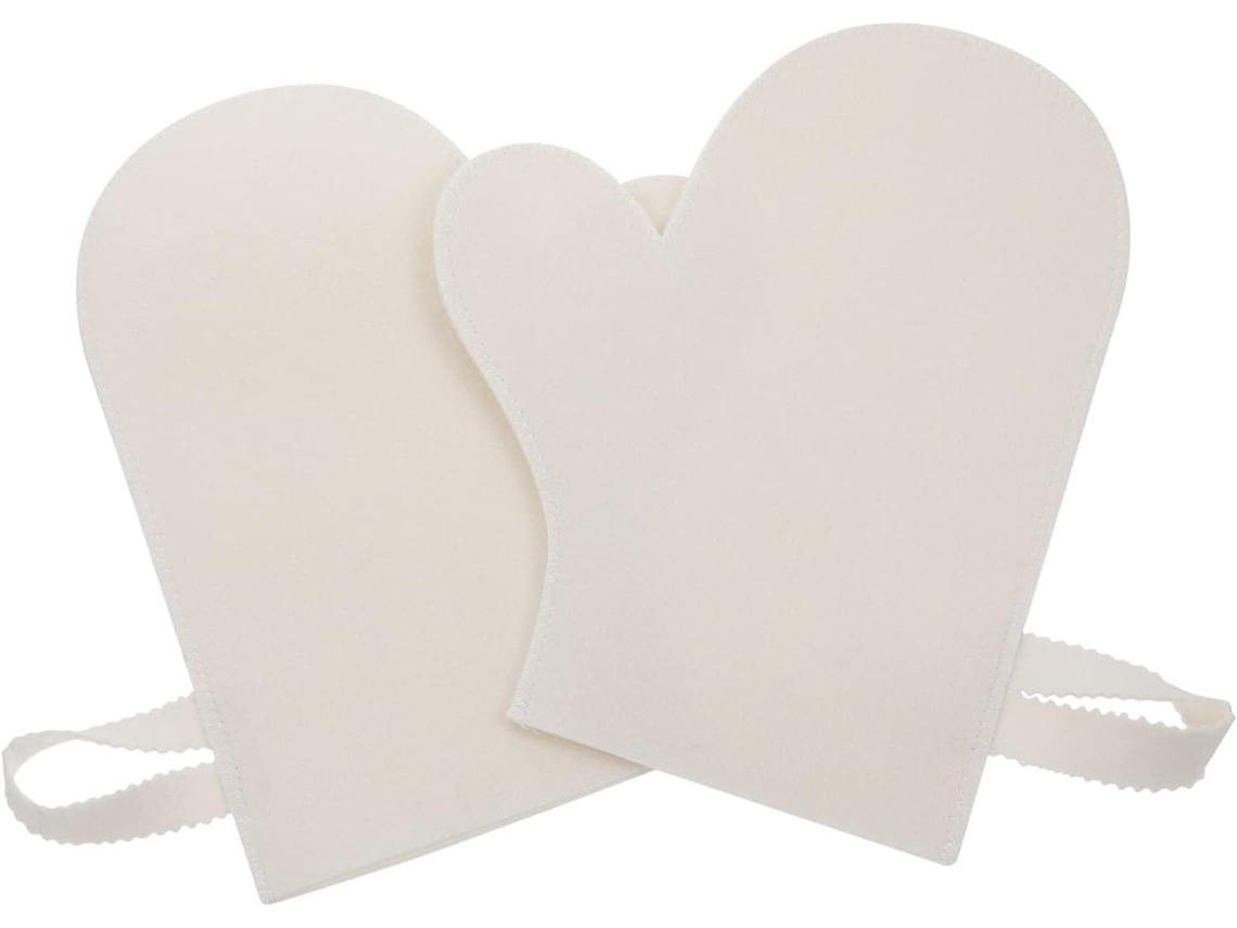 Esponjas de banho esfoliantes de feltro branco (2 unidades) para remoção de pele morta.