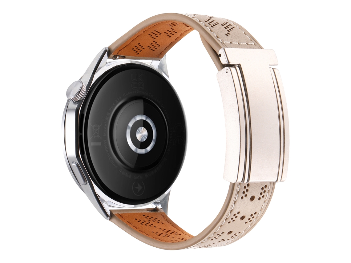 Pulseira de couro genuíno microporoso de dupla face com data magnética em formato TE com estampa Crazy Horse para Samsung