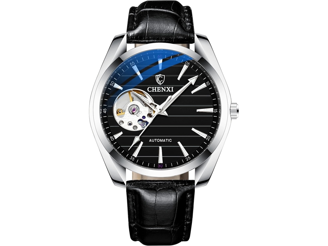 Skeleton Classic Masculino Mecânico Automático Big Face Sports Relógio de Pulso Luminoso À Prova DÁgua