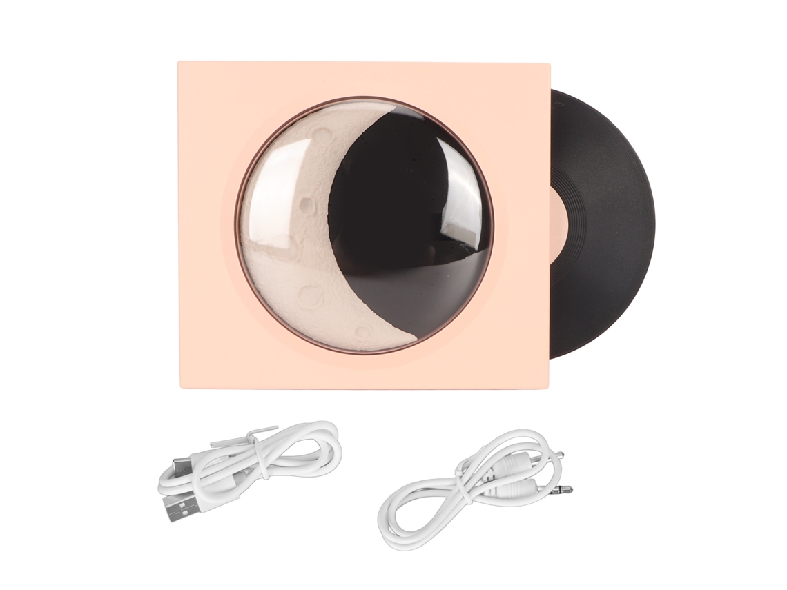 Aetheria alto falante Bluetooth Retrô com Relógio Despertador Luz Noturna Lua Estrela para Decoração Quarto Rosa