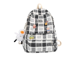 Mochila Xadrez Com Estampa De Coelho, Mochila Escolar Feminina Moderna E Charmosa.