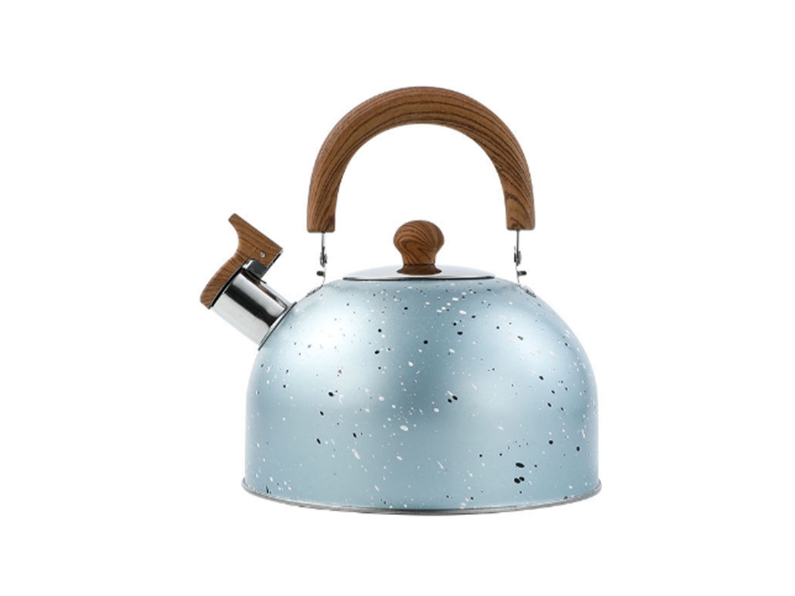Chaleira de aço inox com apito 2l azul, para gás e indução