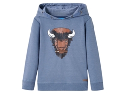 Sweatshirt Para Criança Com Capuz Azul Mesclado 140