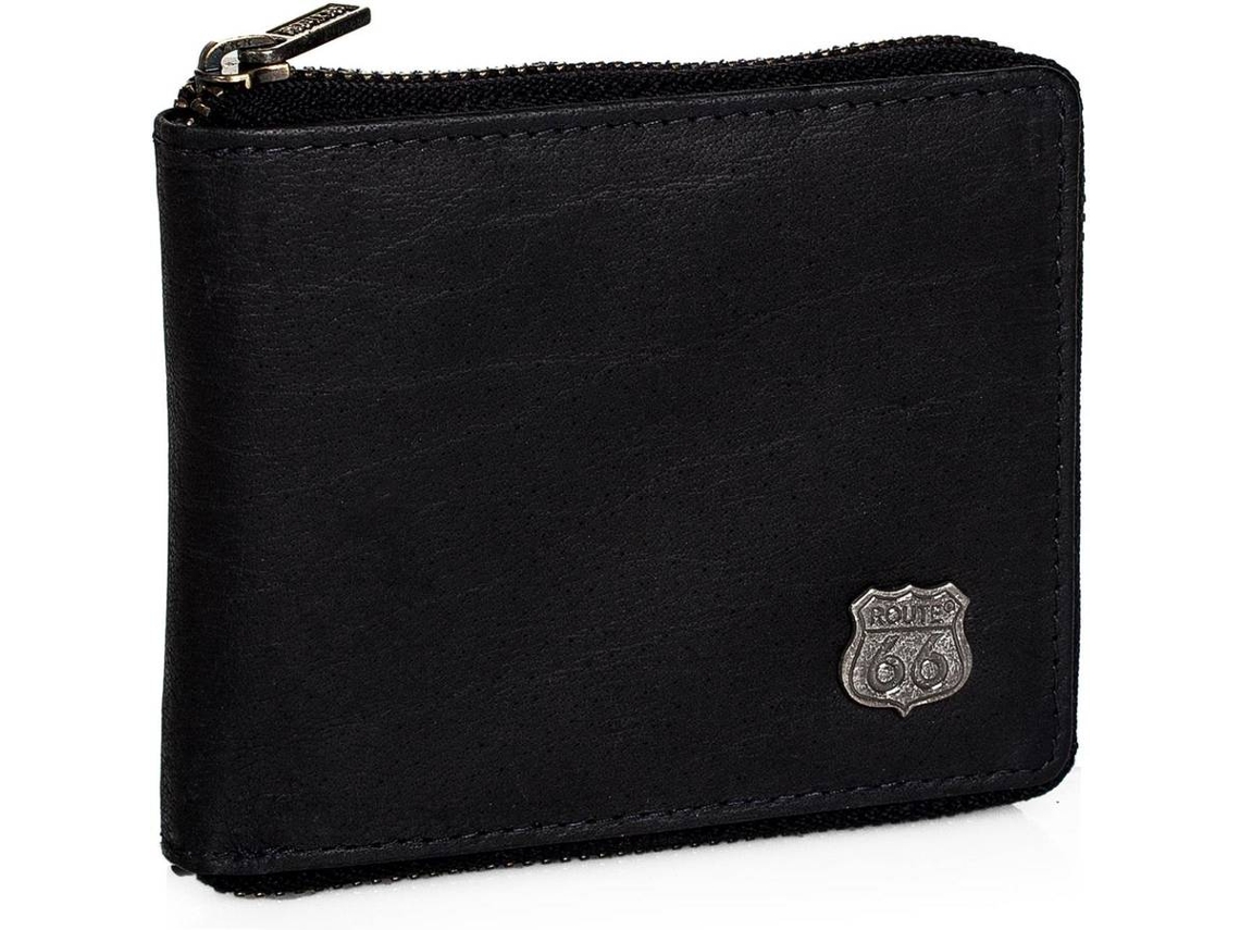 Carteira ROUTE 66 R40109 Masculina Com Zíper Bolsa e Couro (9 x 12 x 2 cm)