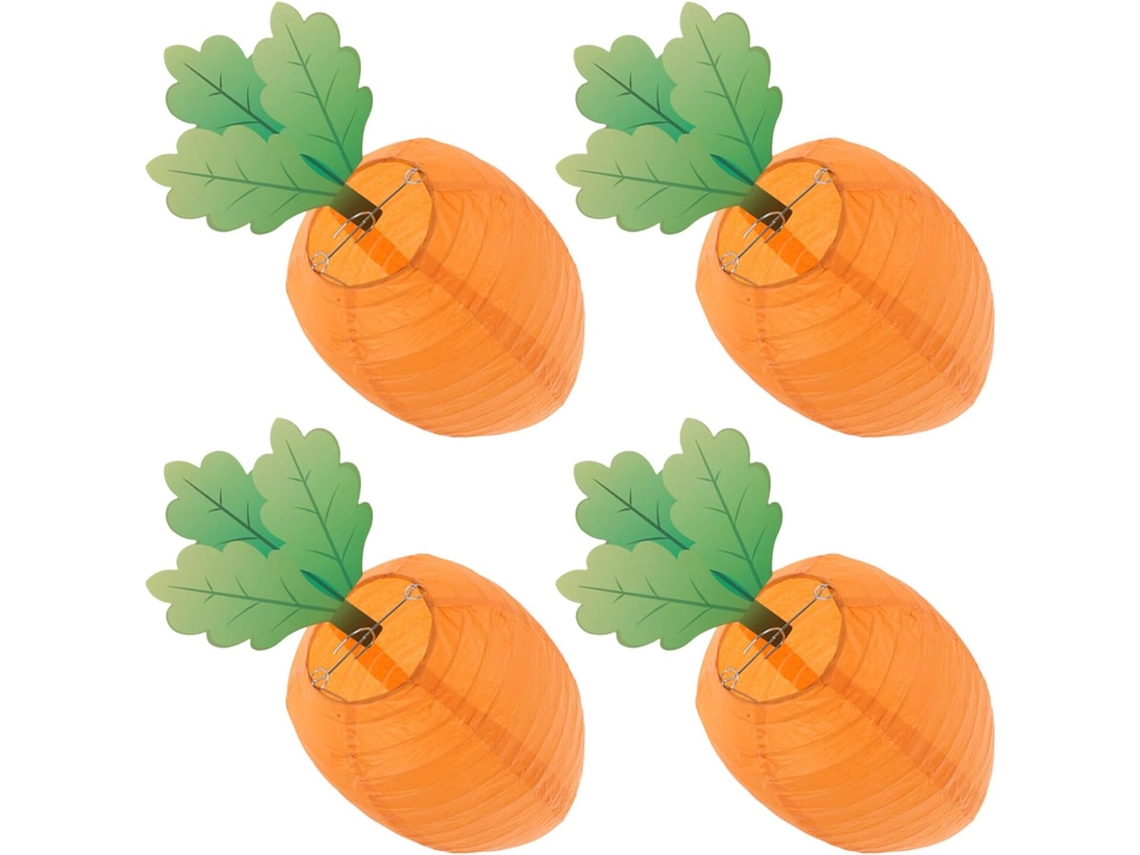 Lanternas Papel Páscoa 20cm Conjunto 4 Decorações Cenoura Pendurar Ideais Festa Primavera Guirlanda Decorativa GOKOCO