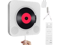 Leitor de CD portátil, alto-falante Bluetooth, montável em parede, reprodutor de música, controle remoto, rádio FM, Yizhood