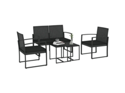 Conjunto de Jardim Rattan Sintético: 2 Sofás, 1 Sofá Duplo e 2 Mesas BTFORUS