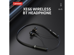 Fone De Ouvido Sem Fio Bt Lenovo Xe66 Com Colar De Pescoço, Intra-auricular, Esportivo, À Prova D'água, Preto