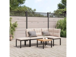 Vidaxl Bancos De Jardim Com Almofadões 4 Pcs Aço Revestido A Pó Preto