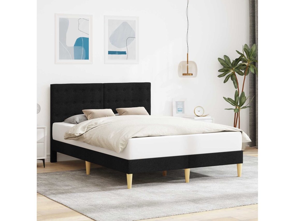Vidaxl Estrutura Da Cama Com Cabeceira Preto 140 X 190 Cm Tecido
