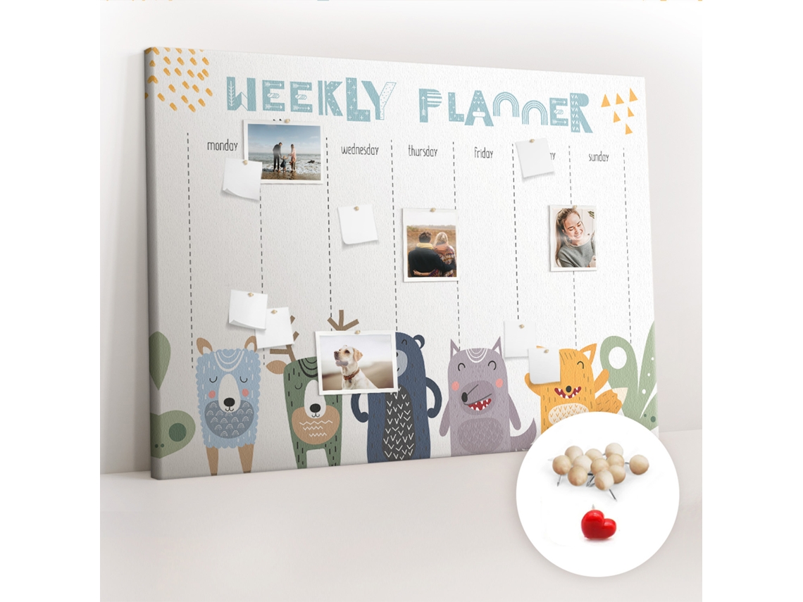 Painel De Cortiça Para Parede Planeador Semanal Infantil Para O Corredor Espelharte (140x100 Cm)