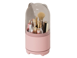 Recipiente de Armazenamento de Pincéis de Maquiagem S/MARCA giratório 360° com capa anti poeira rosa