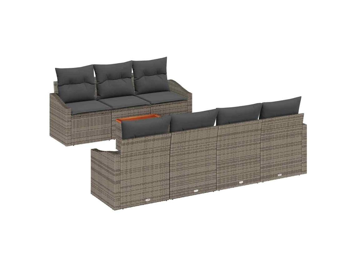 Conjunto 8 Conjunto De Móveis De Jardim Vidaxl Cinzento Vime Pe (233 X 62 X 69 Cm)