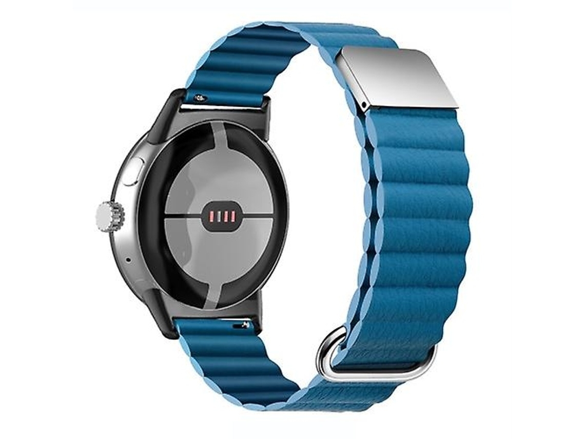 Pulseira De Relógio Lurelia Para Google Pixel Watch De Couro Genuíno Magnética Azul