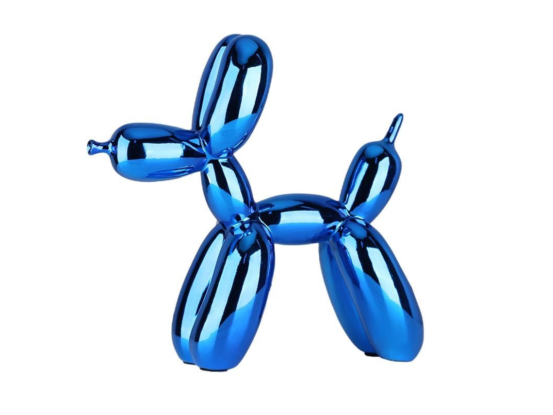 Estátua de cachorro de balão eletroplatada, decoração moderna, azul 10x10x4 NOVA LINE