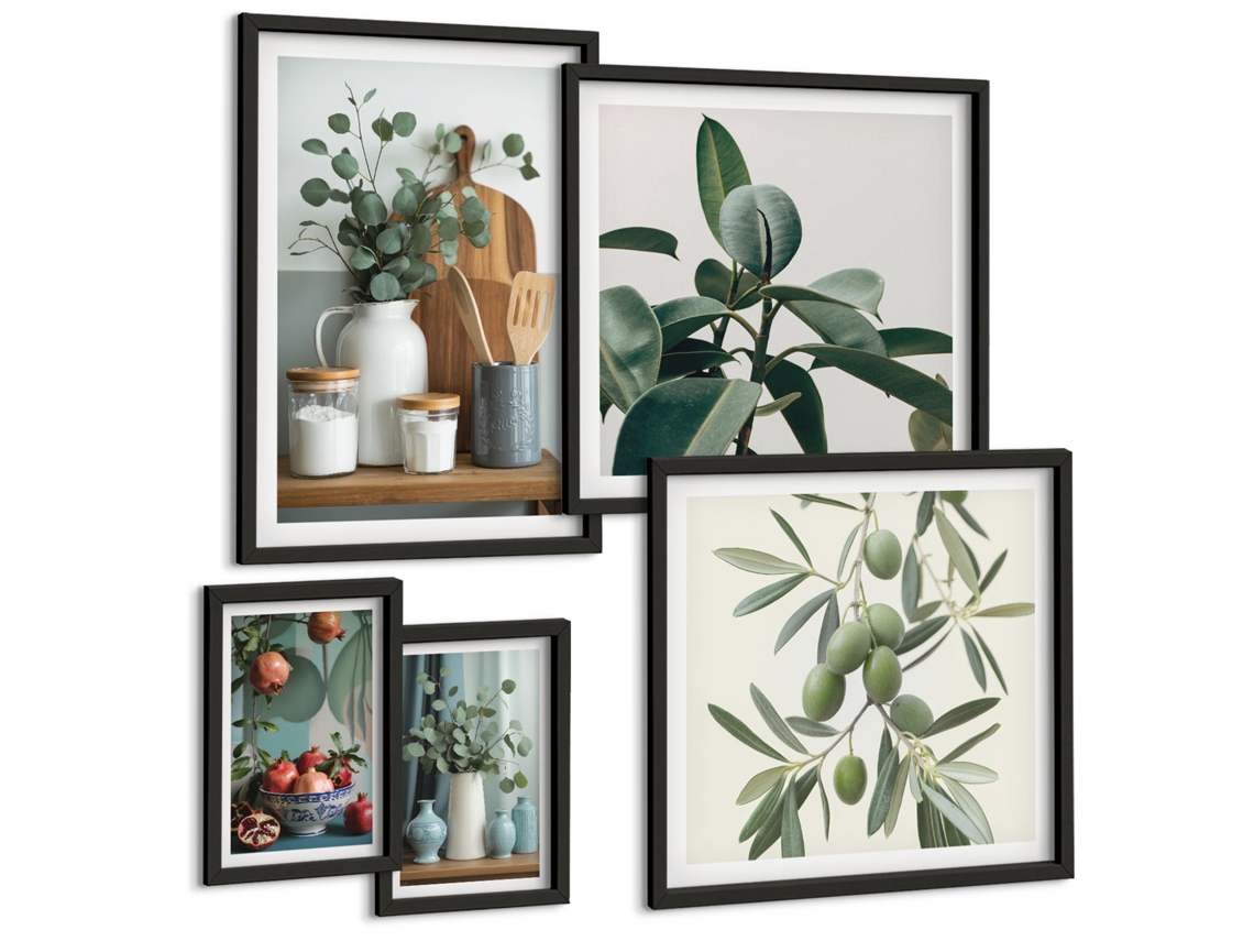 Conjunto De Pinturas Plantas Naturais Escandinavas Espelharte (5 Peças)