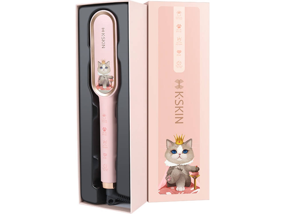Alisador de Cabelo K-SKIN KD380 Rosa Cat Queen (Cerâmica - 130 °C - 200 °C)