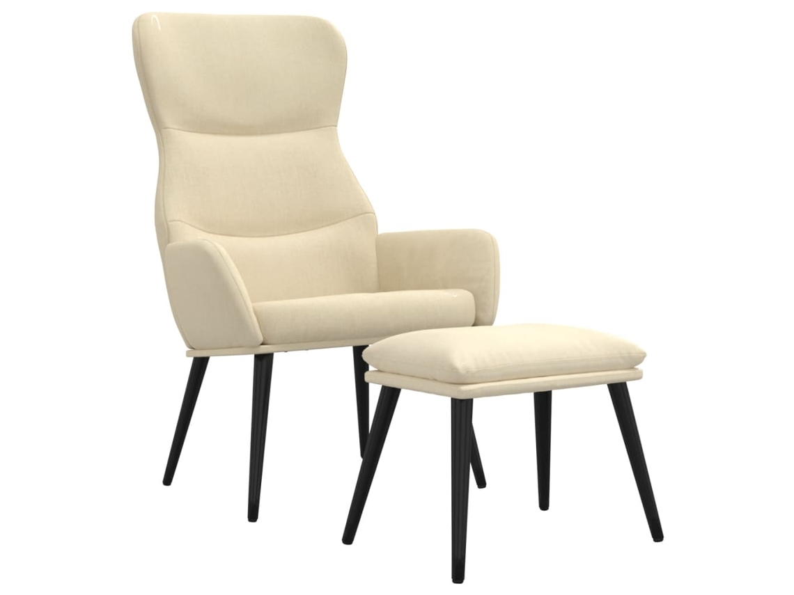 Relaxing Chair With Stool, Relaxing Chairs With Stools Vidaxl Creme Tecido
