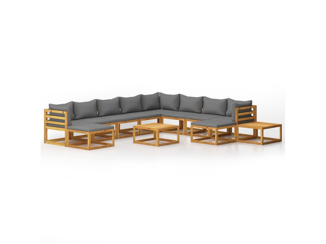 Maison Exclusive - 12 Pcs Conjunto Lounge De Jardim Com Almofadões Acácia Maciça