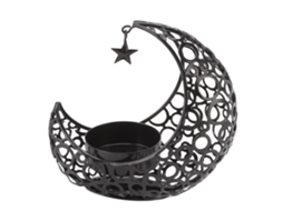 Porta Velas Lunar Romántico Hierro Hueco Para Boda Navidad Decoración Mesa Cena Café Negro
