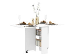 Mesa Dobrável Melamina de Madeira Cor Branco 75x140x74 cm Homcom