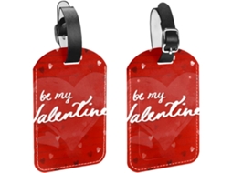 Conjunto De 2 Etiquetas Bagagem Em Couro Pu Com Estampa Aquarela Be My Valentine Proteção Privacidade