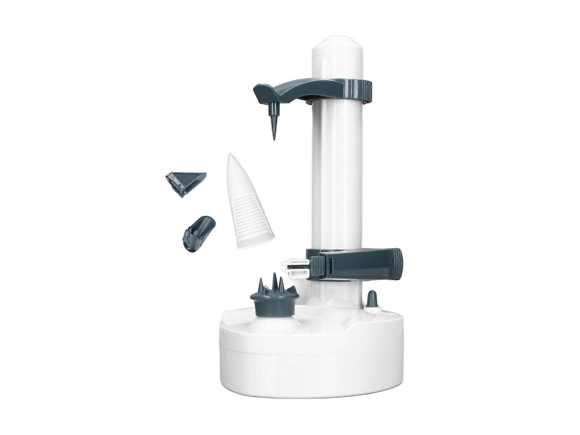 Descascador elétrico, cortador rotativo automático, utensílio multifuncional para cozinhar batatas-doces, legumes e frutas (branco)
