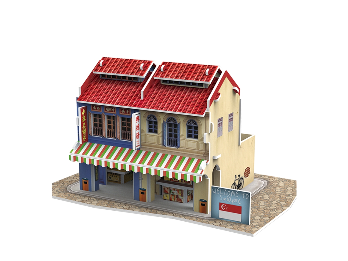 Quebra-cabeça 3d Estilo Mundial Casa Tradicional De Singapura 17x11x9 Cm.