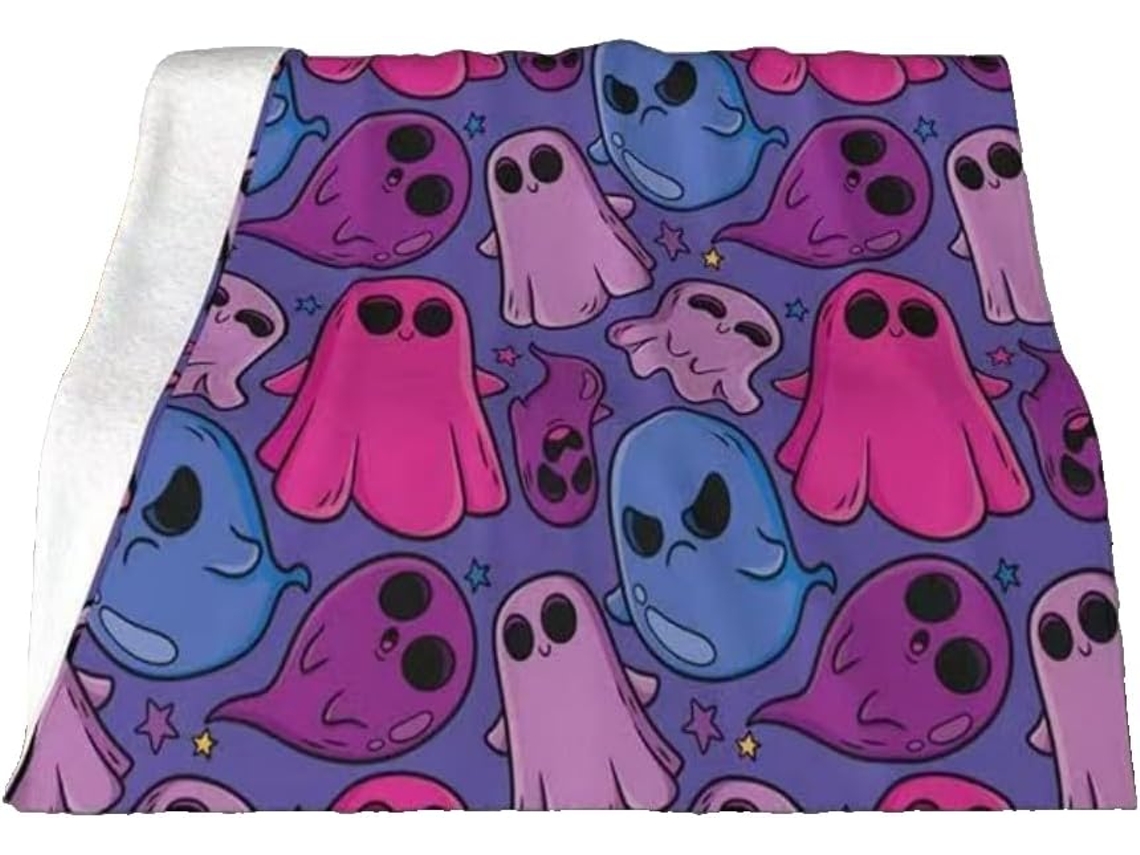 Manta Pequena Syjym Halloween em Flanela com Estampa Digital Confortável Macia e Quente de Dupla Face Ideal Pa