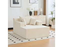 Bege Sofá Modular Chenille, 30d Espuma, Antiderrapante, Sala