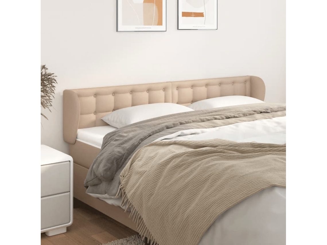 Vidaxl Cabeceira Cama Abas Couro Artificial 163x23x78/88 Cm Cappuccino