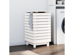 Vidaxl Cesto De Roupa Suja 44x44x76 Cm Madeira De Pinho Maciça Branco