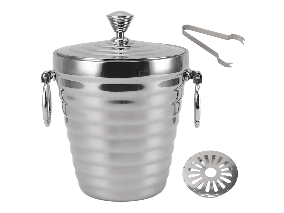 Balde de Gelo Inox com Tampa e Pinças | S/MARCA