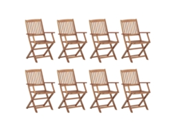 Cadeiras De Exterior Dobrãveis 8 Pcs Madeira De Acãcia Maciã§a DKD HOME DECOR