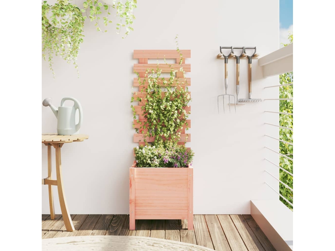 Vidaxl Vaso De Jardim C/ Suporte 39x39,5x114 Cm Madeira Douglas Maciça