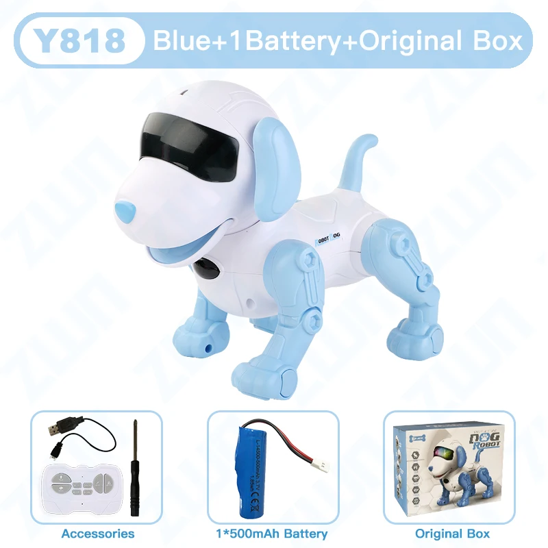 (y818 Azul) Cachorro Robô Acrobático Eletrônico Com Controle Remoto, Controlado Por Voz, Com Música, Presente Para Crianças